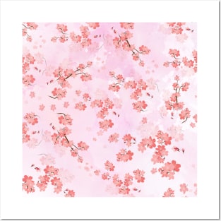 Cherry Flower 1 (spring floral pattern) Posters and Art